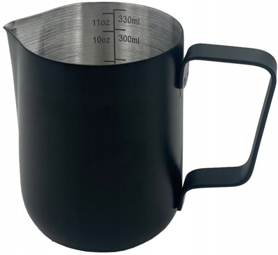Gota për shkumëzim qumështi pa markë, 330ml, me shkallë matëse, e zezë