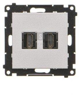 Modul HDMI i dyfishtë Simon 55 TGHDMI2.01/143, për mur, alumin matt