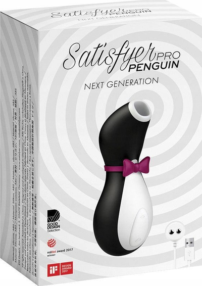 Lodër seksuale Satisfyer Pro Penguin Holiday Edition, stimulues për klitorisin, me valë ajri, e zezë
