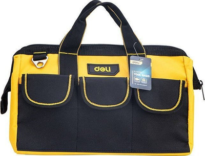 Çantë veglash Deli Tools EDL430013, 13", material Oxford, e zezë me të verdhë