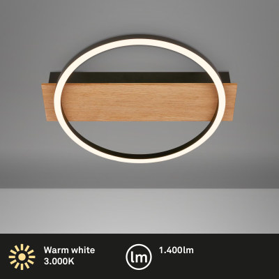 Ndriçues Briloner LED 13 W,  1400 lm, 3000K, 34×30×6cm, i zi/kafe