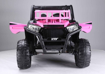 Makina elektrike lodër JS360, 2 ulëse, 143x76x51cm, rozë me të zezë