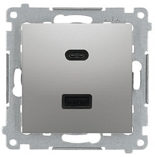 Karikues muri Simon 54, USB C+A, 30W, argjendtë mat metalik