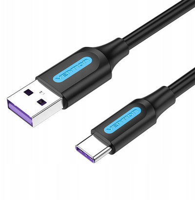 Kabllo USB në USB C Vention CORBF, 5A, 1m, i zi