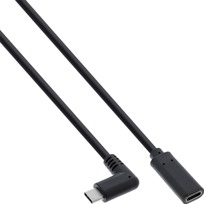 Kabllo zgjatëse USB InLine USB 3.2 Gen 2, Type C mashkull i kënduar në femër, 0.5m, e zezë