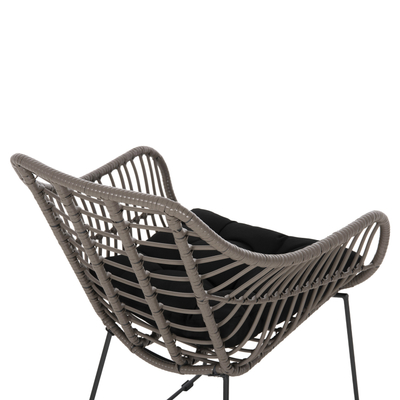 Karrige metali εξteriøre HM5300.10, wicker gri, jastëk poliesteri, e zezë