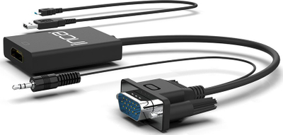 Видео адаптер Inca IVTH-02, HDMI во VGA, 0.2 m, USB, бел