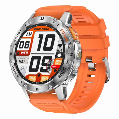 Smartwatch Gravity GT22-4, ekran me ngjyra, i papërshkueshëm nga uji, portokalli me të zezë