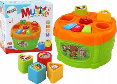 Lodër daulle interaktive Leantoys, sorter formash, me shumë ngjyra