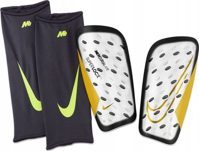 Mbrojtëse kërcinsh futbolli Nike Mercurial Lite SuperLock DN3609-101, me korse, e bardhë e verdhë