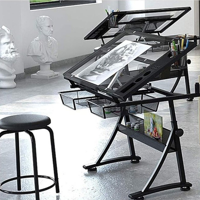 Маса за цртање DNA PRO DESK 1, 120x60 cm, прилагодлива висина, проѕирно стакло