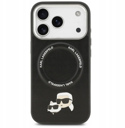Kapak telefoni Karl Lagerfeld MagSafe PU, për iPhone 17 Pro, me Karl dhe Choupette, i zi