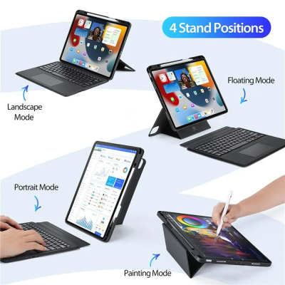 Këllëf me tastierë Dux Ducis DK për iPad Air 13 2024, Bluetooth, PU, gri