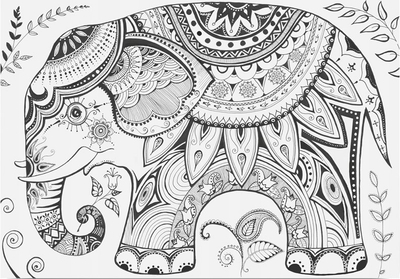 Tapet për ngjyrosje FunnyMat Elephant, silikon, 48 x 68 cm, i bardhë