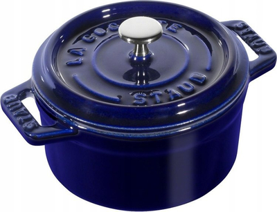 Tenxhere gize Staub Round Cocotte, 24cm, 3.8L, blu e errët