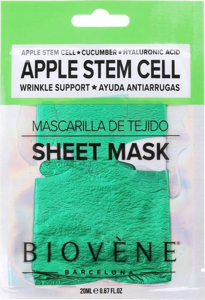 Maskë fytyre Biovène me qeliza staminale molle, Apple Stem Cell Sheet Mask, me acid hialuronik, 20 ml