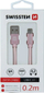 Kabllo USB Swissten Textile, USB A me USB C, 0.2m, e zezë