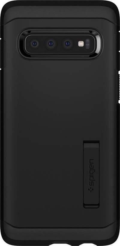 Kapak telefoni Spigen Tough Armor për Samsung Galaxy S10 Plus, me këmbëz, i zi