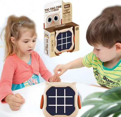 Loja elektronike 3in1 Tic Tac Toe Memory Owl, me drita dhe tinguj, bezhë
