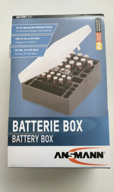 Kuti për me rregullu bateritë Ansmann Battery Station, për AA AAA 9V, plastike, transparente