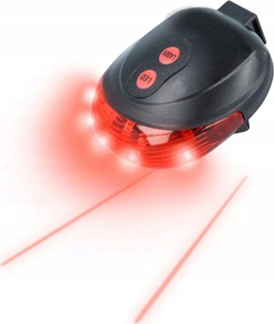 Dritë e pasme biçiklete pa markë, 5 LED, lazer, 7 mënyra