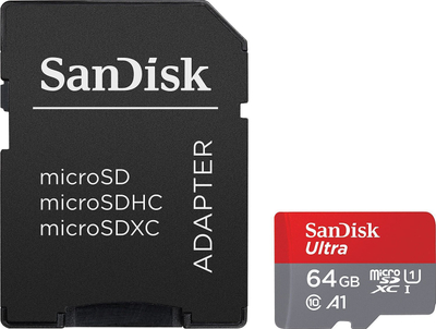 Kartelë memorie SanDisk Ultra microSDXC 64GB, 140MB/s, me adapter SD