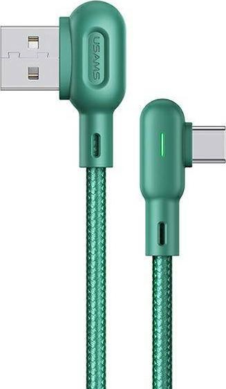 Kabllo karikimi Usams U57 me kënd, USB në USB‑C, 1.2m 2A, jeshile