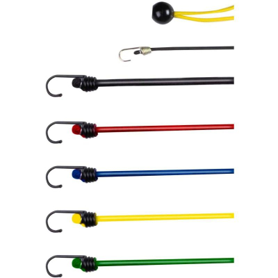 Set rripa elastikë Dunlop Bungee Cord, 18 copë, me grep metalik, me ngjyra të ndryshme