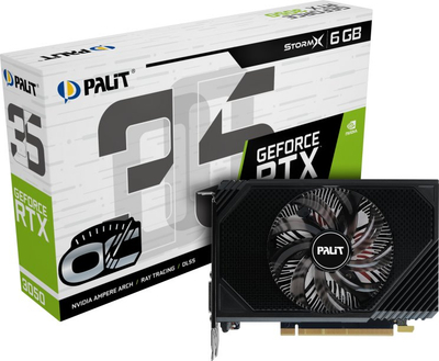 Kartë grafike Palit GeForce RTX 3050 StormX OC, 6GB GDDR6, PCIe 4.0, e zezë