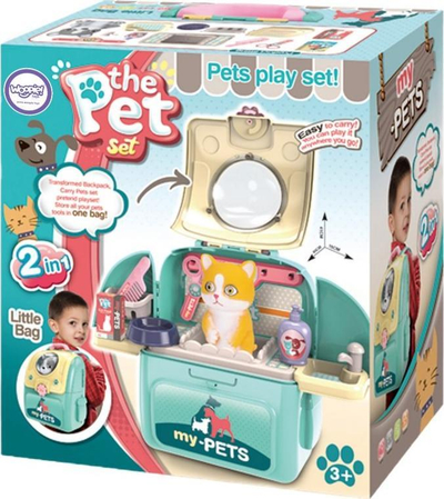 Set loje veterinerësh WOOPIE Kitty, 2 në 1, me çantë shpine, shumëngjyrësh