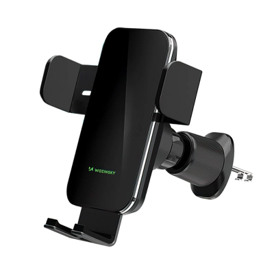 Mbajtëse telefoni për makinë Wozinsky WEDZ-3Y8S, karikues wireless 15W, për grilën e ajrit, e zezë