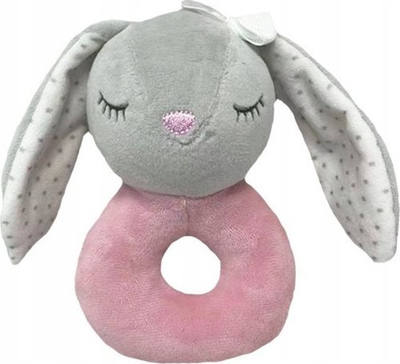 Lodër rrotulluese Tulilo Little Rabbit, pelush 18cm, për foshnje, gri dhe rozë