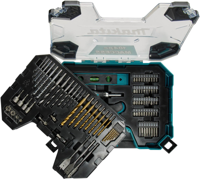 Set aksesorësh Makita E-22604, 104 pjesë, për metal dru dhe gur