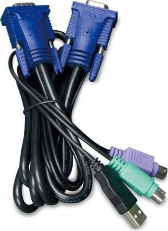 Kabllo KVM Planet KVM-KC1-3, 3m, PS/2, e zezë