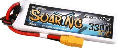 Bateri LiPo Gens Ace G-Tech Soaring 2S, 3300mAh, 7.4V 30C, XT90, e bardhë