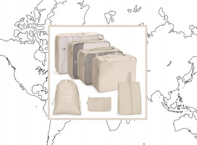 Set organizimi për udhëtim TRAVEL SET, 7 çanta kozmetike, material me rrjetë