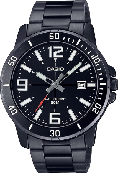 Orë dore Casio MTP-VD01B-1BVUDF për burra, çelik inox, e zezë