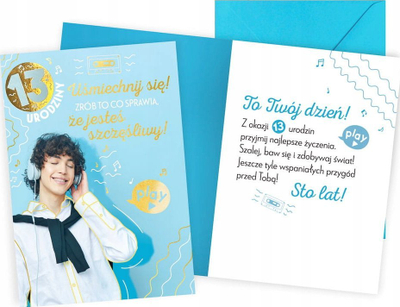 Kartolinë urimi Birthday Card 13 Boy, 140x190mm, për çuna 13 vjeç, blu