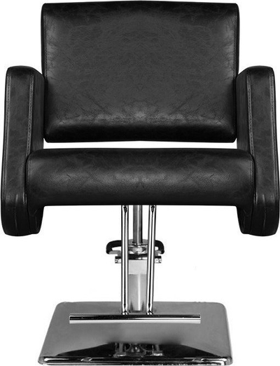 Karrige parukerie Hair System SM376, tapiceri nga eko lëkurë, bazë kromi, e zezë