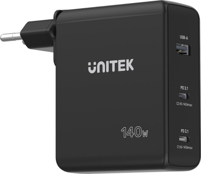 Karikues GaN Unitek P1115A, 140W, 3 porta USB, i bardhë