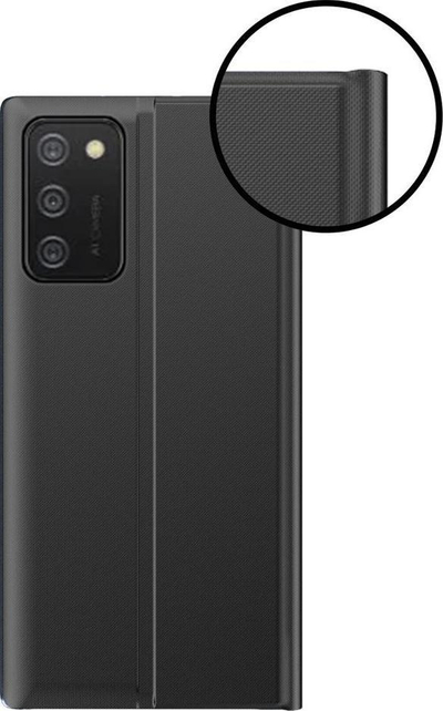 Këllëf Sleep Case për Samsung Galaxy A03s, me kapak, me funksion qëndrim, i zi
