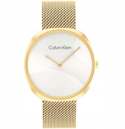 Orë dore Calvin Klein Sculptural 25200246, çelik inox, rrip Milanese, ngjyrë ari