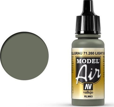 Bojë akrilike Vallejo Model Air Light Grey RLM63, 17ml, gri e çelët