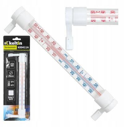 Termometër dritareje Keltin K00411A, 233mm, -50°C deri +50°C, i bardhë