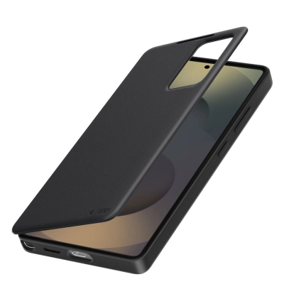 Заштитна футрола Tech-Protect Smart Wallet за Samsung Galaxy S25 Plus, смарт прозорец, мат, црна