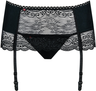 Set rrip çorapash edhe string Obsessive Miamor, dantellë, i zi