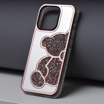 Maskë telefoni OEM TEDDY BEAR për iPhone 17 Air, PU TPU, rozë