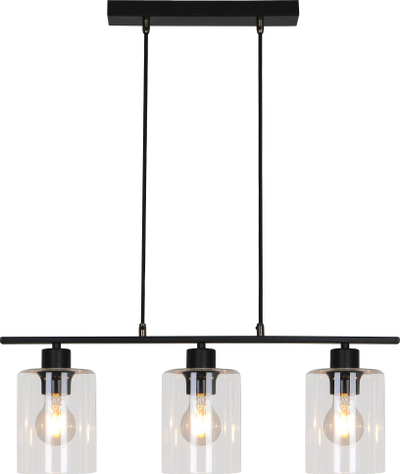Lluster varëse Miroslaw, 3xE27 40W, 122cm, e zezë transparente