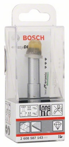 Frezë diamantimi Bosch EasyDry 2608587143, 12mm, për pllaka qeramike, ngjyrë argjendi