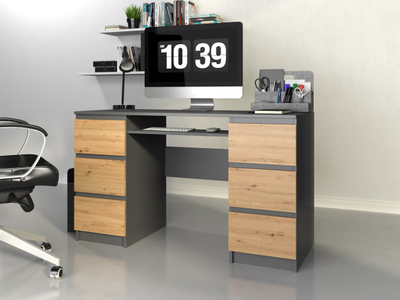 Shkrimore Topeshop Kuba, 130x51cm, 6 sirtarë, antracit